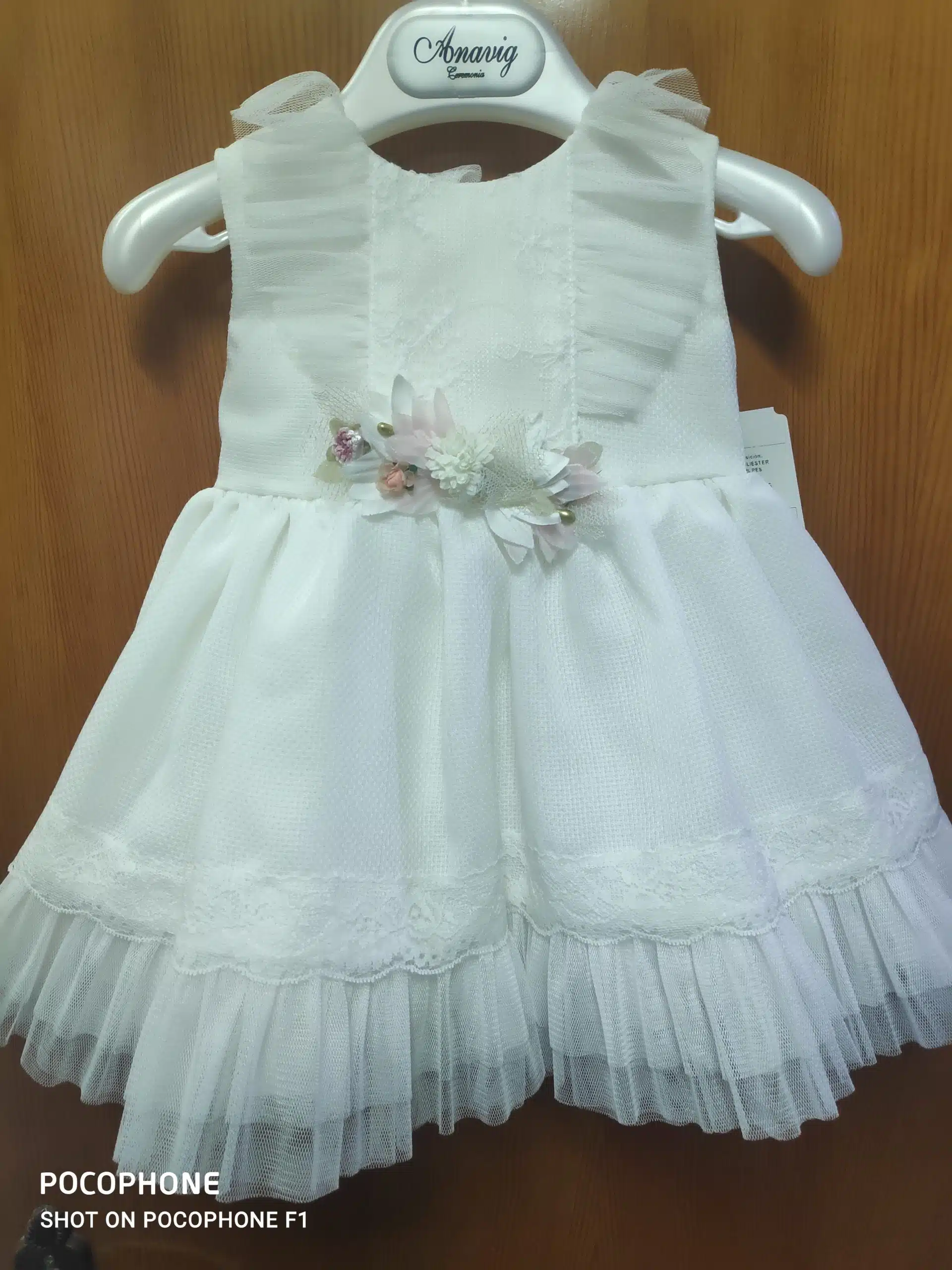 VESTIDO CEREMONIA BAUTIZO COMUNION BODAS EVENTO ANAVIG BEBE 4416 2020 BEIGE