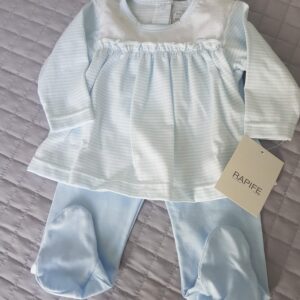 Conjunto Bebe recien 2 piezas jubon y polaina Celeste 8682 algodon peinado manga larga bebe Rapife hecho en España