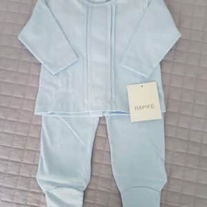 Conjunto Bebe recien 2 piezas jubon y polaina Celeste 5458 algodon peinado manga larga bebe Rapife hecho en España