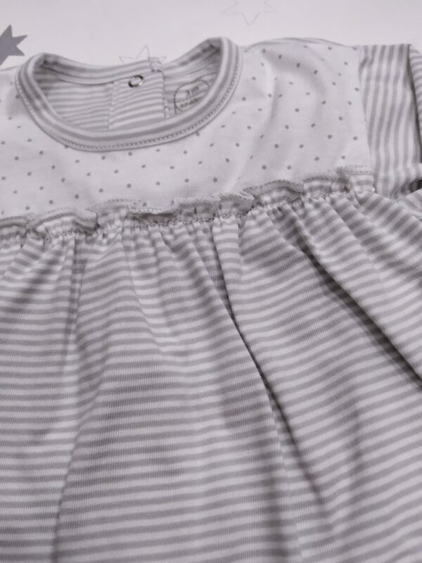 Conjunto Bebe recien 2 piezas jubon y polaina Gris 8682 algodon peinado manga larga bebe Rapife hecho en España
