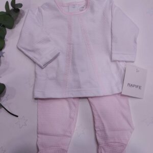 Conjunto Bebe recien 2 piezas jubon y polaina ROSA 5618 algodon peinado manga larga bebe Rapife hecho en España