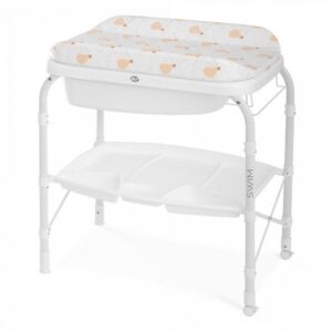BAÑERA BEBE SWIM SOBRE BIDE CON CAMBIADOR Y PLEGABLE MS 30303 Beige globos con HAMACA DE REGALO