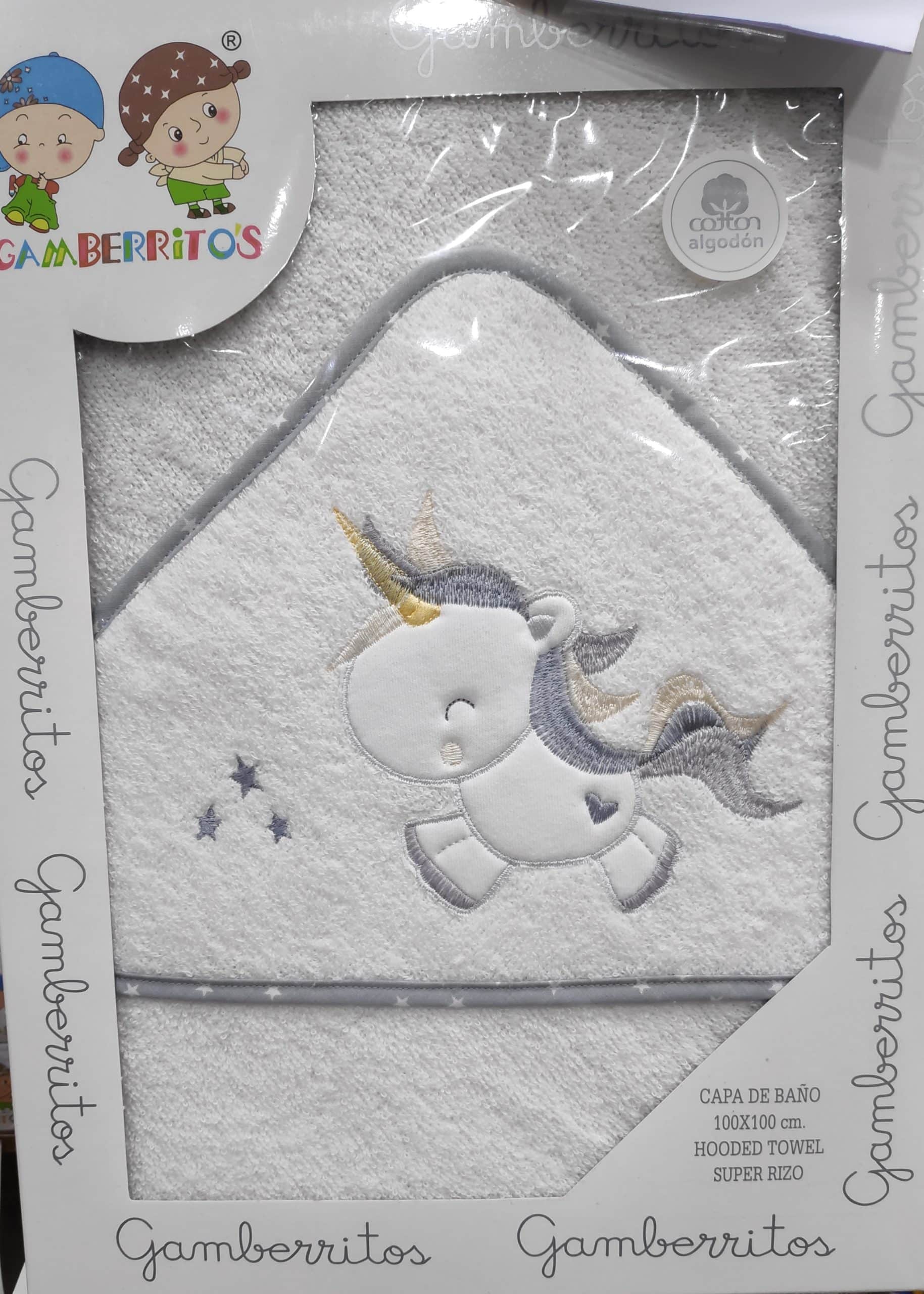 Capa de baño Unicornio con capucha para bebé alta calidad 100x75 cm