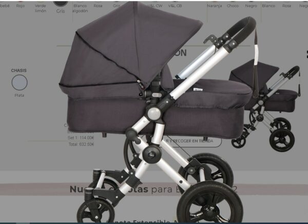 CARRITO BABY ACE 042 CAPOTA ESTENSIBLE base gris set gris