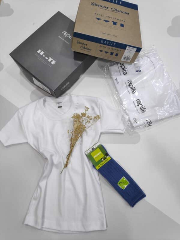 CAMISETA ROPA INTERIOR NIÑO MANGA CORTA ALGODON PEINADO RAPIFE 400 CALIDAD BUENO PARA PIEL ATOPICA