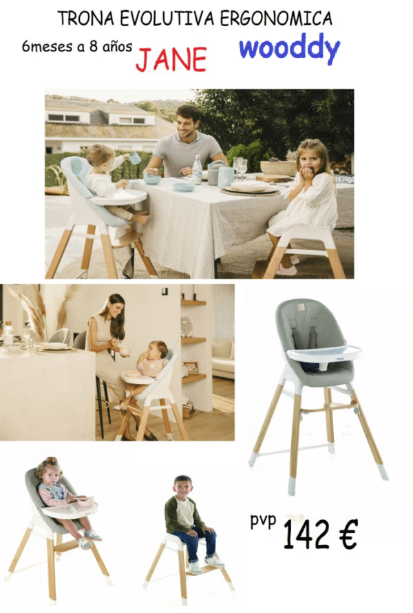 Wooddy6220 TRONA EVOLUTIVA 6M 8A ERGONOMICA MADERA DESENFUNDABLE LAVABLE BANDEJA EXTRAIBLE LAVAVAJILLAS T97