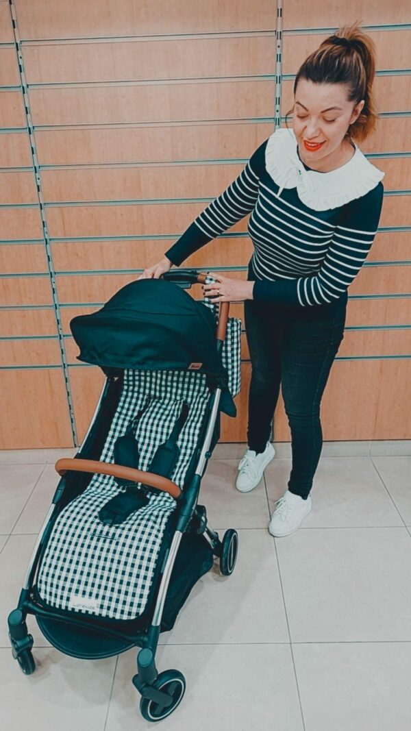ARTESANAL COLCHONETA FUNDA SILLA PASEO BEBE UNIVERSAL PARA LA MAYORIA DE CARRITOS PRODUCTO HECHO A MANO EXCLUSIVO TIENDAMARILUZ UNIDADES LIMITADAS VICHY MARINO