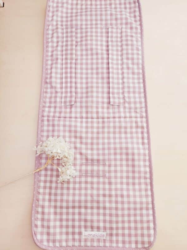 ARTESANAL COLCHONETA FUNDA SILLA PASEO BEBE UNIVERSAL PARA LA MAYORIA DE CARRITOS PRODUCTO HECHO A MANO EXCLUSIVO TIENDAMARILUZ UNIDADES LIMITADAS VICHY ROSA ENPOLVADO
