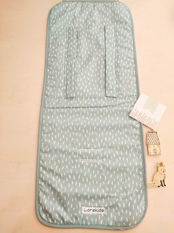 ARTESANAL COLCHONETA FUNDA SILLA PASEO BEBE UNIVERSAL PARA LA MAYORIA DE CARRITOS PRODUCTO HECHO A MANO EXCLUSIVO TIENDAMARILUZ UNIDADES LIMITADAS PINCELADAS VERDE