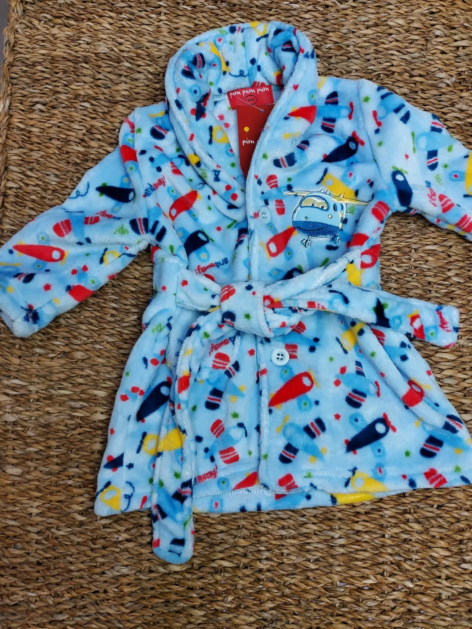 BATIN BATA BEBE NIÑO INVIERNO CALENTITA SUAVE AVIONCITOS AZUL ROPA DE CASA  INFANTIL