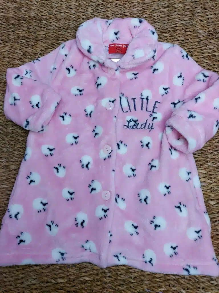 BATIN BATA BEBE NIÑO INVIERNO CALENTITA SUAVE RAYAS ROSA HAPPY DAY ROPA DE  CASA INFANTIL