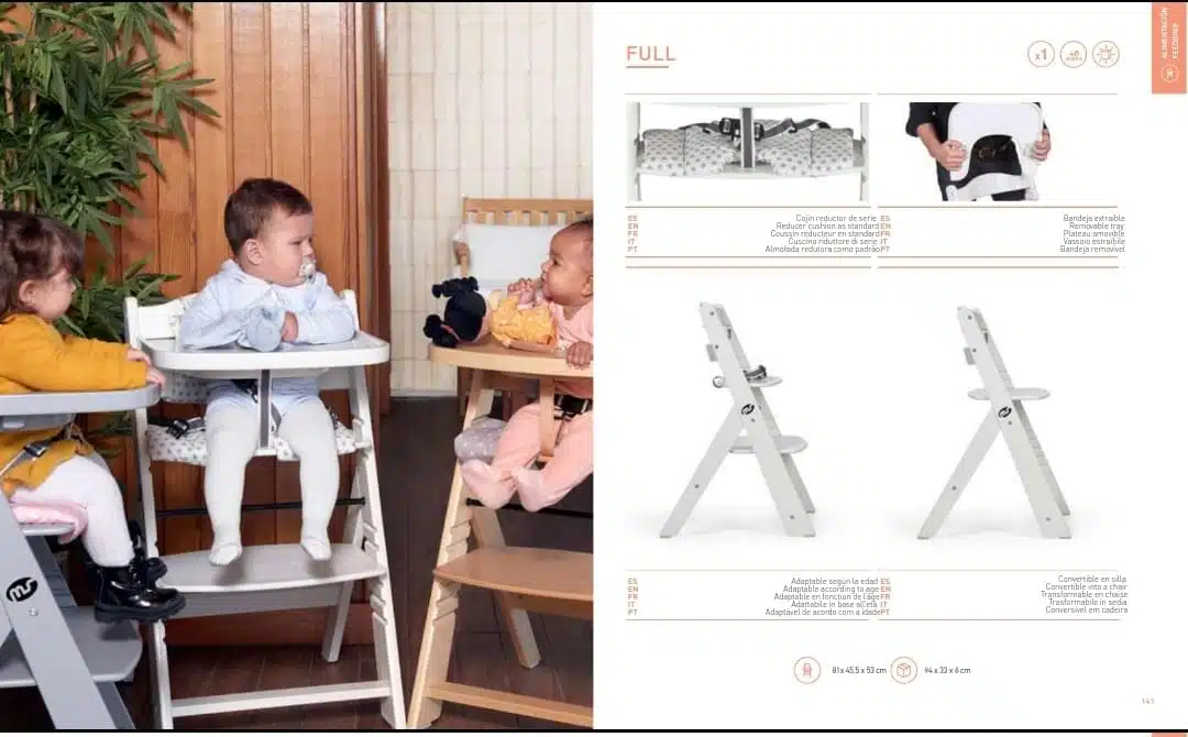 TRONA SILLA DE COMER BEBE DE MADERA CON COJIN INCLUIDO EVOLUTIVA MS FULL  TRANSFORMABLE PROGRESIVA 2030 A color NATURAL 2031 A color BLANCA