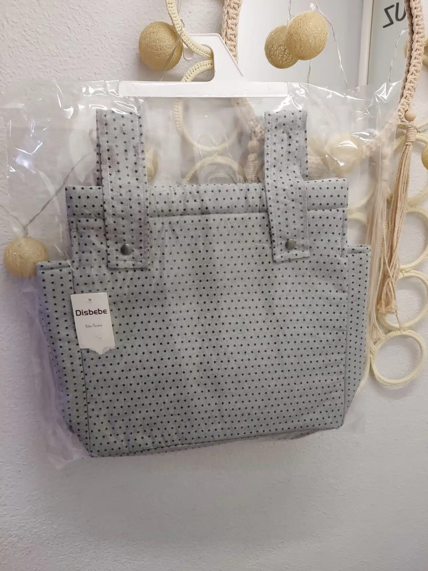 BOLSO PANERA TALEGA CARRITO Y SILLITA PASEO BEBE NIÑOA COMODO GRAN ABERTURA  DISBEBE GRIS ESTRELLITAS HECHO