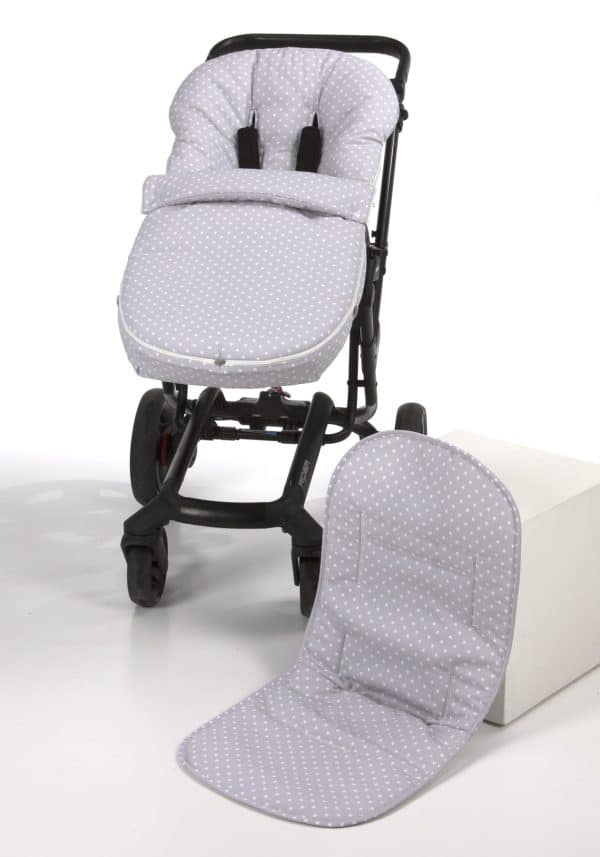 SACO SILLA CARRO PASEO BEBE GRIS ESTRELLITAS DISBEBE SILLITA PASEO NIÑOA
