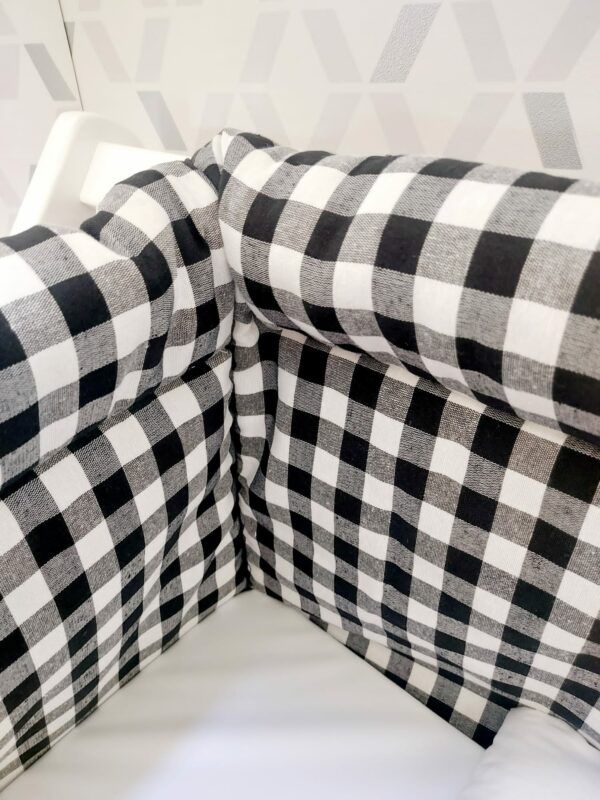 MINICUNA CUADRITOS VICHY NEGRO PLEGADO TIJERA MADERA BEBE NIÑOA