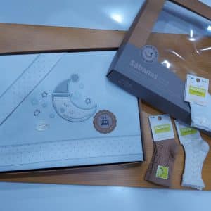 juego de sabanas 3 piezas cuna 120 x 60 estandart algodon 100% Interbaby mod 3256 Luna blanco/gris