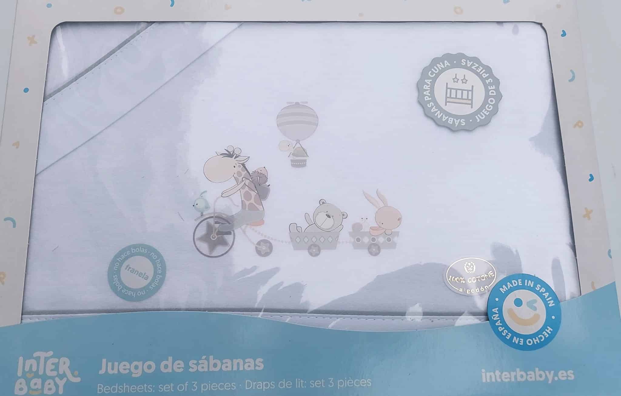 Sábanas de Algodón Juego 3 Piezas para Cuna 60x120 INTERBABY