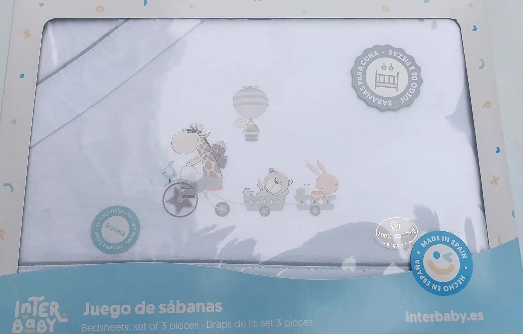 Sábanas de Algodón Juego 3 Piezas para Minicuna INTERBABY