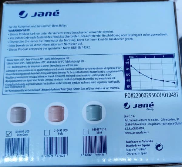 .Termo para alimentos comida Solidos y papillas bebe niñoa JANE Ref modelo 010497  color gris U05 Dim grey - Imagen 3