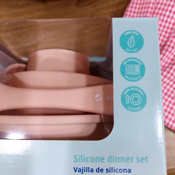 .silicone-dinner-set VAJILLA BEBE SILICONA JANE MOD 070231 U09 ROSA PALE JUEGO VAJILLA BEBE SILICONA VENTOSA JANE ADERENTE SEGURIDAD - Imagen 2