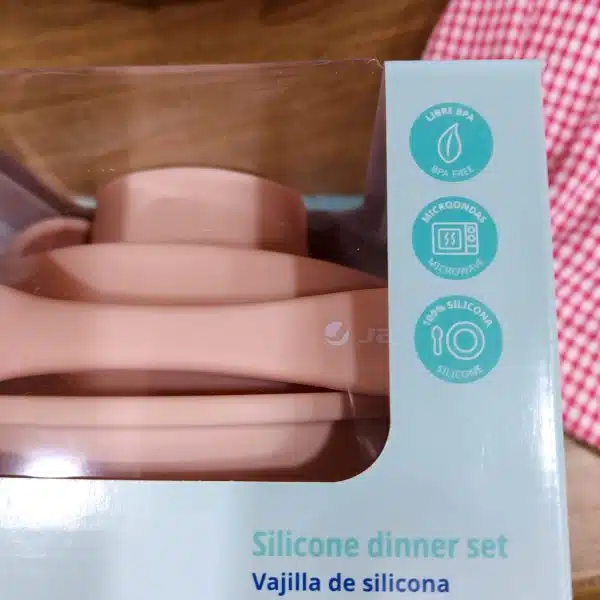 .silicone-dinner-set VAJILLA BEBE SILICONA JANE MOD 070231 U09 ROSA PALE JUEGO VAJILLA BEBE SILICONA VENTOSA JANE ADERENTE SEGURIDAD - Imagen 2