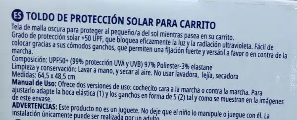 Toldo pantalla de proteccion solar UVA y UVB universal elastica para carrito sillita paseo bebe JANE 80307 C01 Parasol
