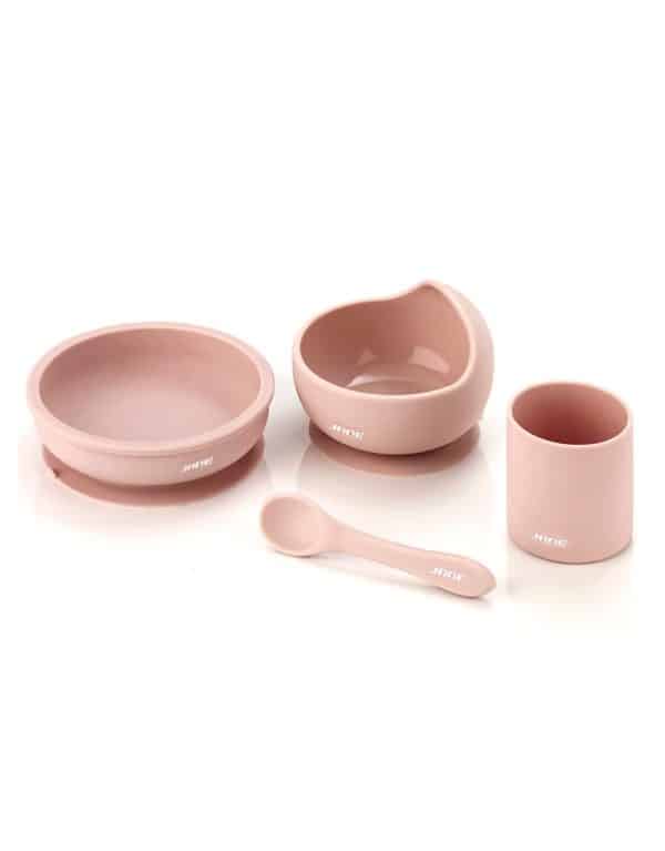 .silicone-dinner-set VAJILLA BEBE SILICONA JANE MOD 070231 U09 ROSA PALE JUEGO VAJILLA BEBE SILICONA VENTOSA JANE ADERENTE SEGURIDAD