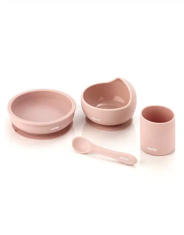 .silicone-dinner-set VAJILLA BEBE SILICONA JANE MOD 070231 U09 ROSA PALE JUEGO VAJILLA BEBE SILICONA VENTOSA JANE ADERENTE SEGURIDAD